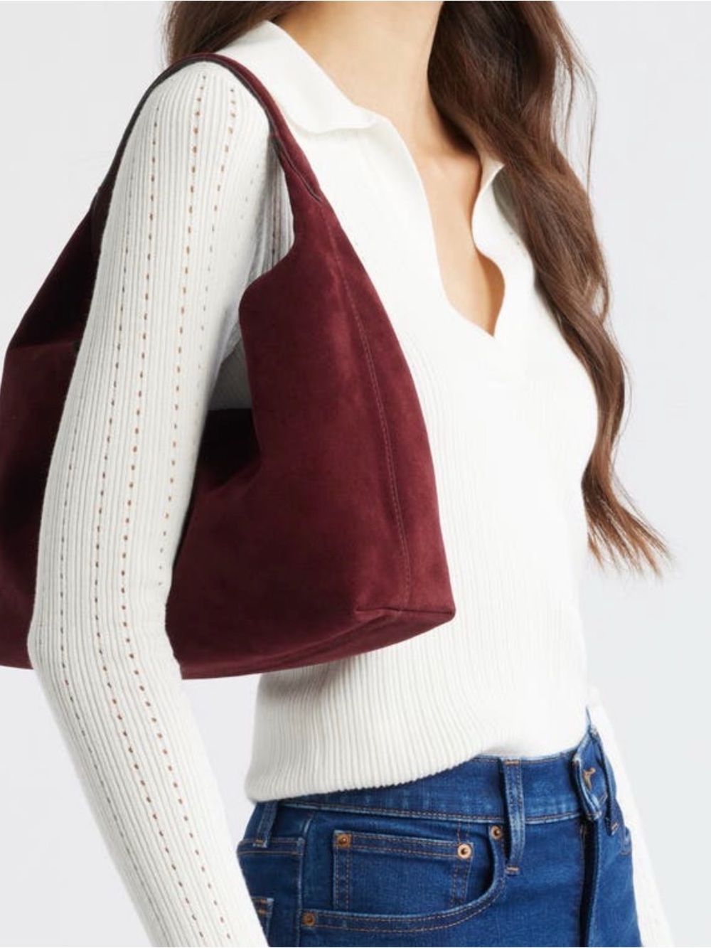 Madewell Burgundy Suede Shoulder Bag